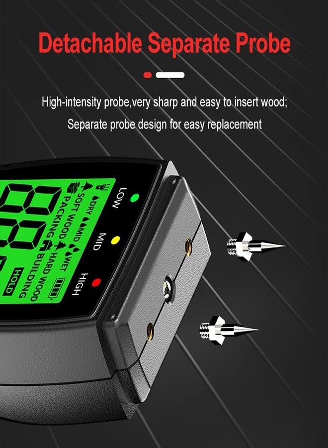 برسايذ اي مقياس رطوبة الخشب دقيق من نوع الدبوس مع إضاءة خلفية ونطاق قياس عالٍ من 6 إلى 99% - Image 5